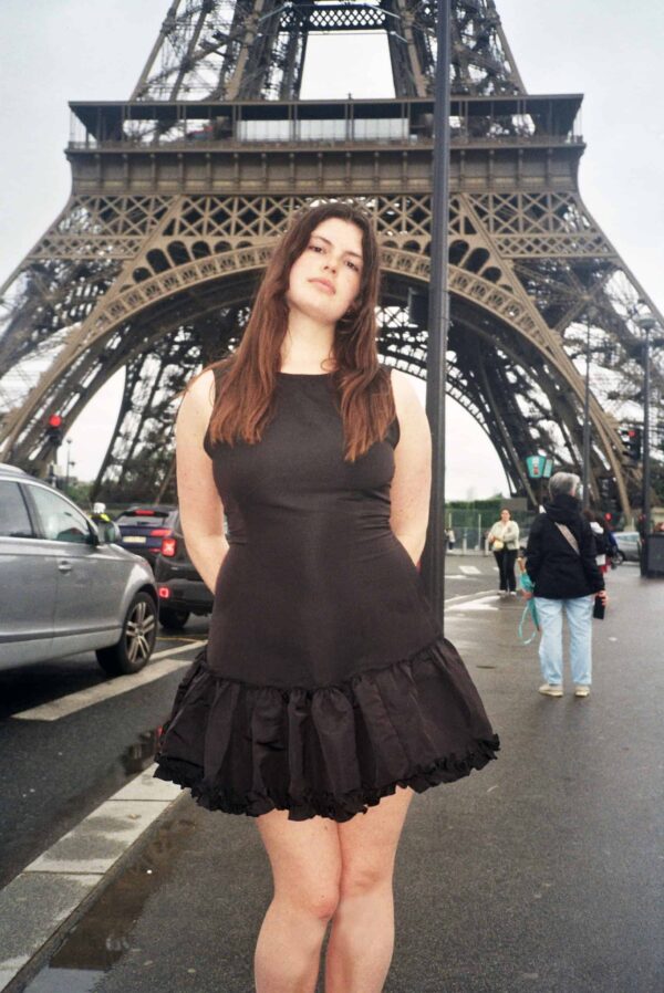 LOUISE black silk and cotton ruffled dress Maisoncleo LOUISE black silk and cotton ruffled dress Maisoncleo