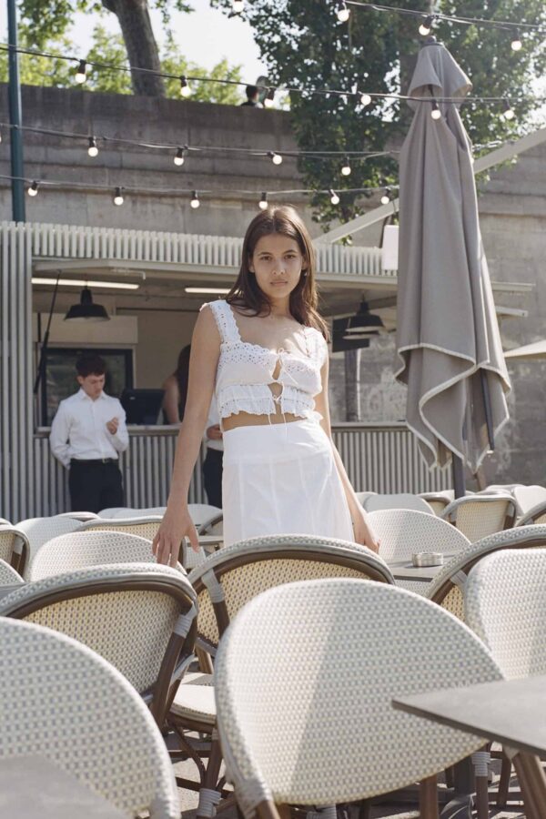 トップス marno Chloe knit tops white MIMI IX white lace cotton top with embroideries – Maisoncleo