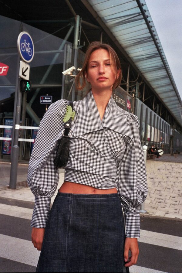 JULIE black gingham blouse – Maisoncleo