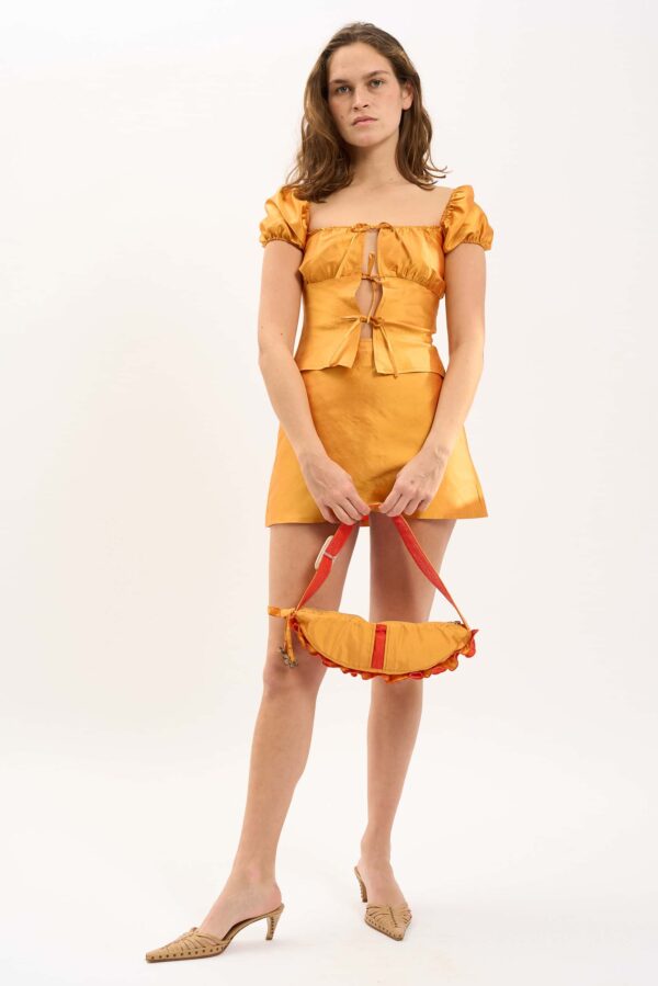 orange juice dress LA BADOULE LOOK 4 – TEILA orange juice wild Silk A-line Skirt – Maisoncleo