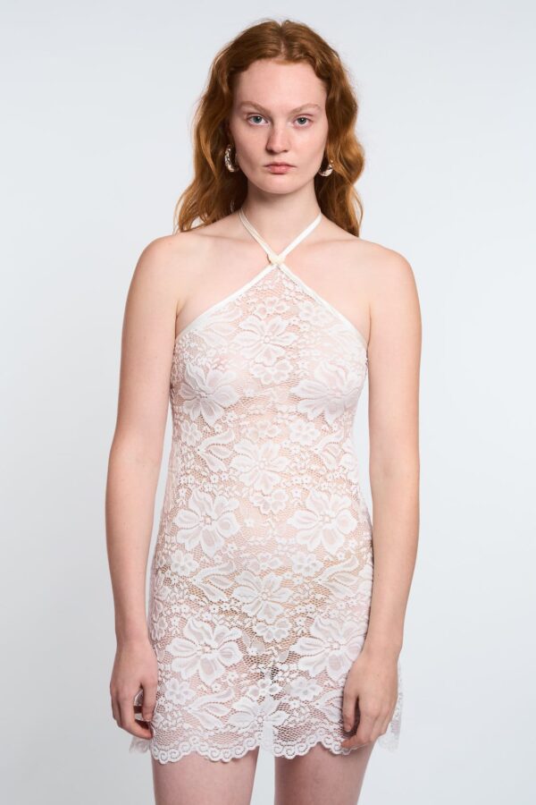 chinese dress ladies Halter Neck Lace A-Line Tulle Destination Wedding Dress Light Ivory main image 0
