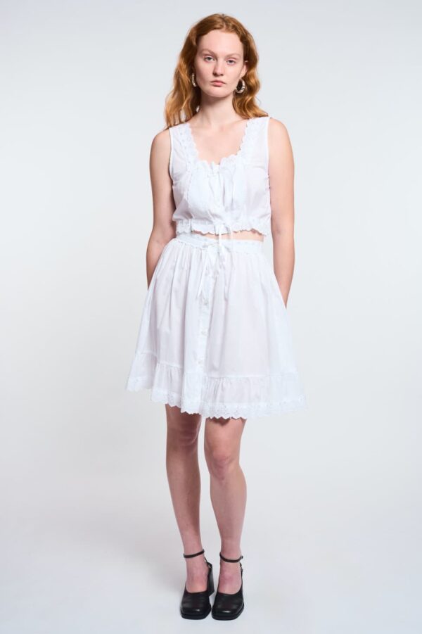 LA POUPETTE RUNWAY LOOK 8 – KRISTELL White Cotton Midi skirt with