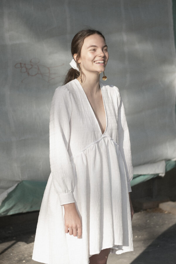 READY-TO-SHIP – JOSEPHINE white textured cotton oversized dress