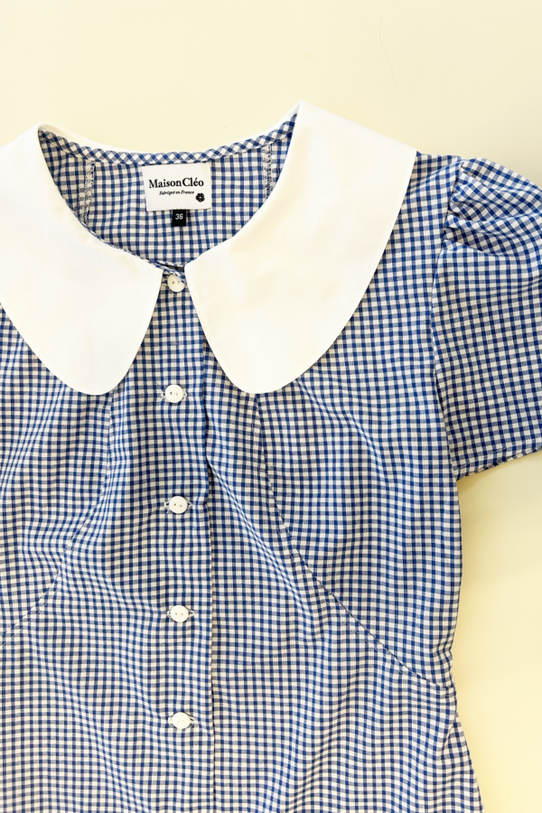 Marie White Cotton Dress with Col Claudine Collar